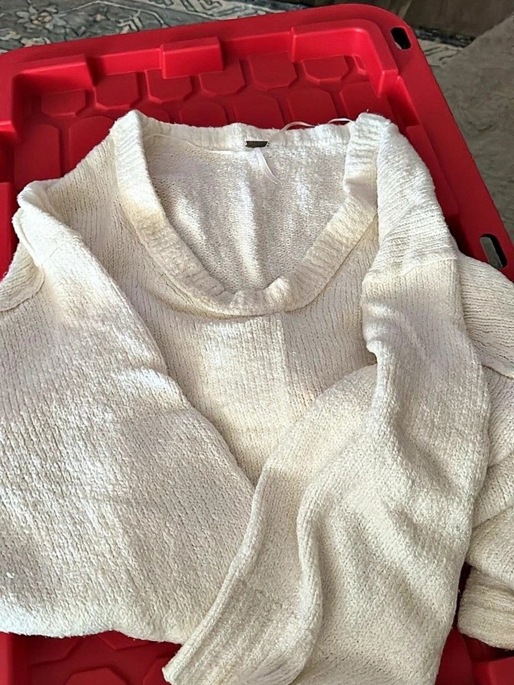 Free People Ottoman Slouchy Tunic White Crew Neck Sweater